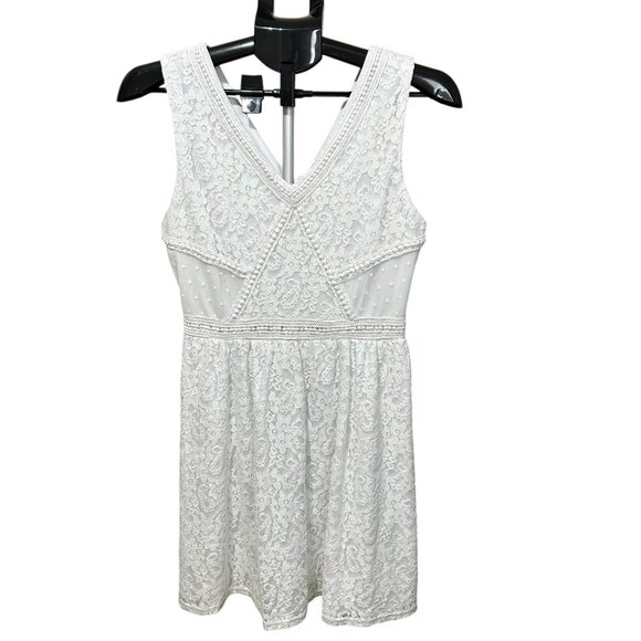 NWT womens mi AMI white SLEEVELESS above knee LACE DRESS zipper MINI size M - Picture 1 of 5
